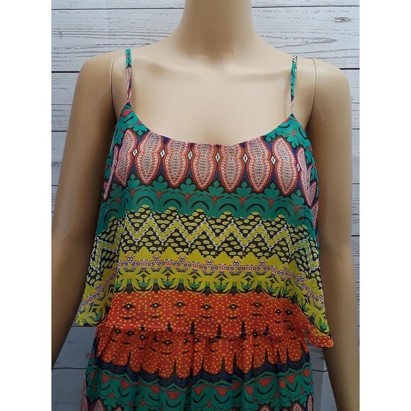 Red Camel Maxi Dress Spaghetti Strap Open Back Boho Multicolor XS New $46.00 - Picture 2 of 12